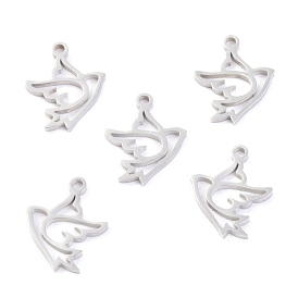 304 Stainless Steel Charms, Laser Cut, Peace Dove