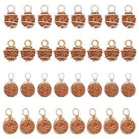 40шт 4 стили подвески из натуральной рудракши с медной проволокой, баррель прелести, неокрашенными