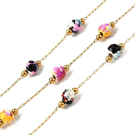 304 из нержавеющей стальной шарик цепочки, с фарфором, пайки, с катушкой, реальный 18 k позолоченный