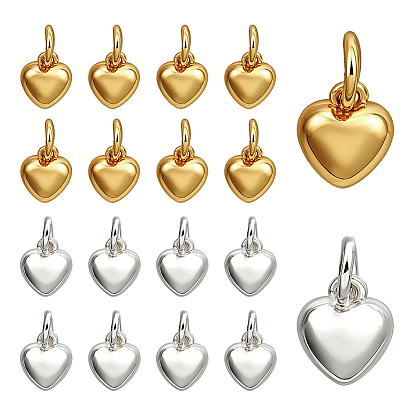 20 шт. 2 цвета стойки, латунные подвески, сердце прелести, с прыжковых колец, долговечный, без свинца и без кадмия