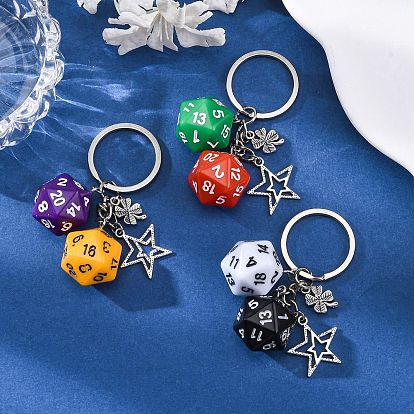 Брелок-подвеска из непрозрачного акрила в форме кубика, с подвесками из сплава и железными брелоками