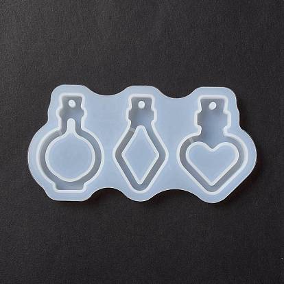 DIY Round & Rhombus & Heart Bottle Pendant Silicone Molds, Quicksand Molds, Resin Casting Molds, for UV Resin & Epoxy Resin Craft Making