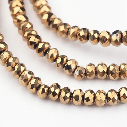 Electroplate Glass Bead Strands, Faceted, Rondelle