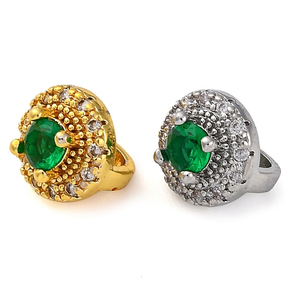 Латунь микро проложить Цирконом застежками, долговечный, плоско-круглые