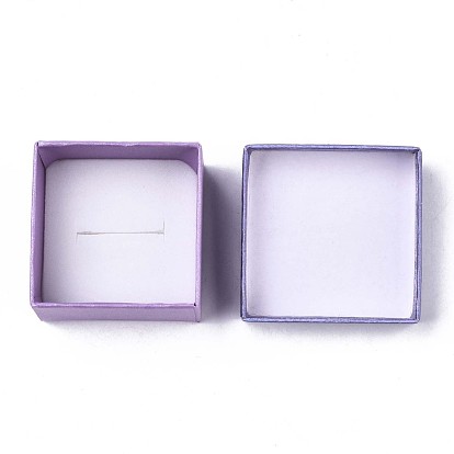 Cardboard Ring Boxes, with Bowknot Ribbon Outside and White Sponge Inside, Square
