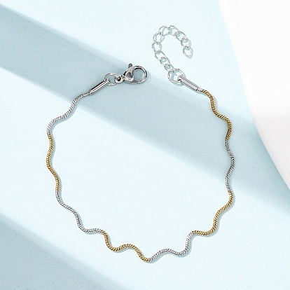 304 Браслеты-цепочки в форме волны из нержавеющей стали для женщин, ионное покрытие (ip)