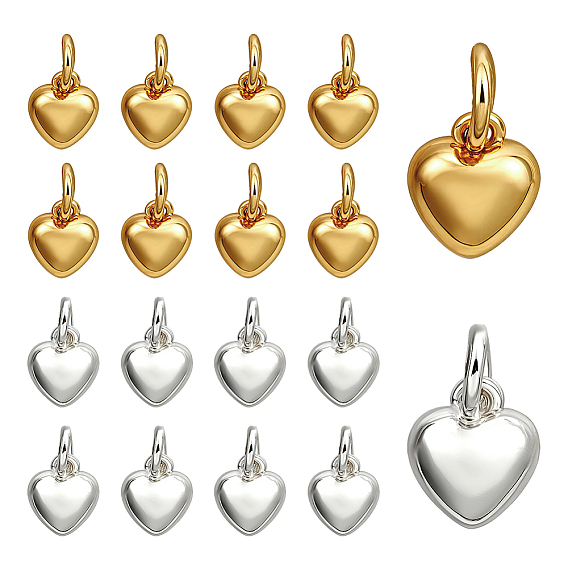 20 шт. 2 цвета стойки, латунные подвески, сердце прелести, с прыжковых колец, долговечный, без свинца и без кадмия