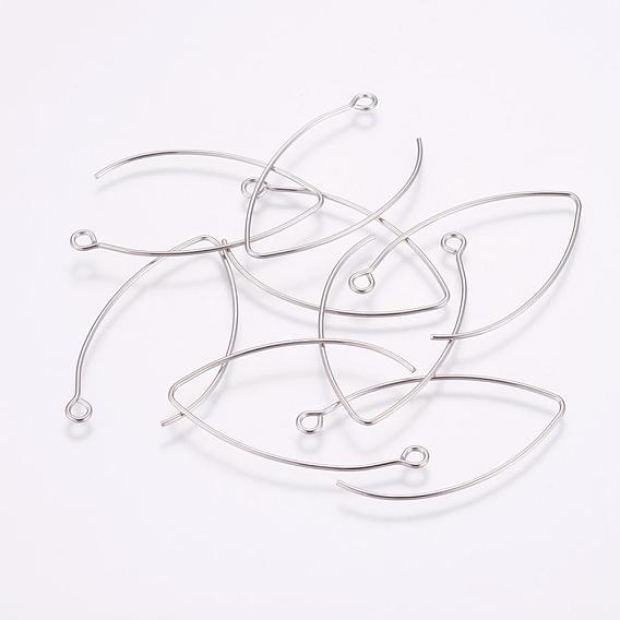 304 Stainless Steel Hoop Earrings, with Horizontal Loop
