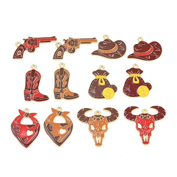 Подвески из сплава и эмали в стиле ковбоев на западе, золотые