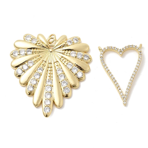 Латунные микро проложить кубического циркония подвески, сердце прелести, долговечный, стойки покрытие, без свинца и без кадмия