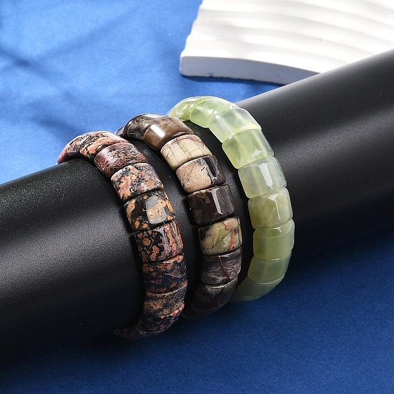 Браслеты из натуральных драгоценных камней с бусинами для женщин и мужчин, прямоугольные