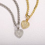 Женские колье-цепочка с подвеской в виде сердца/креста из латуни с микропаве из кубических цирконий