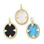 Pendentifs en laiton et turquoise synthétique/coquillage blanc naturel/résine et perle en plastique ABS, charmes ovales, crémaillère plaquage, plaqué longue durée, sans cadmium et sans plomb