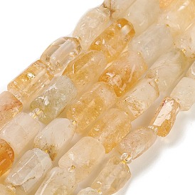 Natural Yellow Quartz Beads Strands, with Seed Beads, Faceted, Column