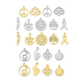 304 прелести нержавеющей стали, лазерная резка, цветок/йога/жест ок/солнце/звезда/дерево/очарование пера