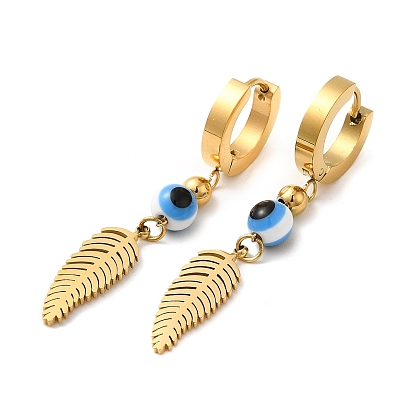 Вакуумное покрытие pvd 304 серьги-кольца из нержавеющей стали в форме листа, пластиковые серьги-капли от сглаза