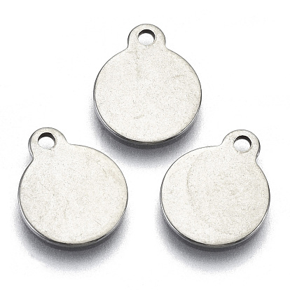 201 charmes en acier inoxydable, Coupe au laser, estampillage d'une étiquette vierge, plat rond