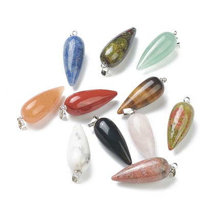 Gemstone Pointed Pendants, with Platinum Brass Findings, Bullet