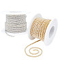 2 Rolls 2 Colors Brass Claw Chains, with ABS Plastic Imitation Pearl Beads, with Spool