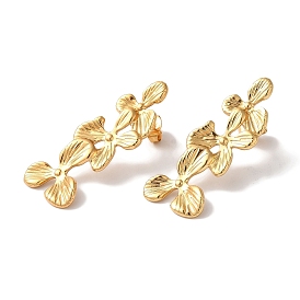 Textured Flower Ion Plating(IP) 304 Stainless Steel Stud Earrings for Women