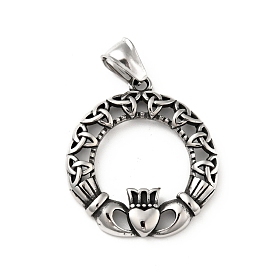 304 Stainless Steel Trinity Claddagh Crown Heart Pendants