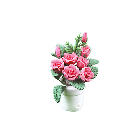 Miniature Rose Pot Culture Ornaments, Micro Landscape Garden Dollhouse Accessories, Simulation Prop Decorations
