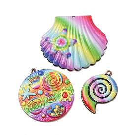 Rainbow Color Printed Iron Pendants, Red Copper, Colorful