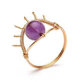 Gemstone Rings Set for Women, Evil Eye Finger Rings with Brass Findings