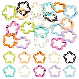 20Pcs Spray Painted Alloy Spring Gate Rings, Flower