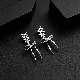 Boucles d'oreilles à tige en alliage avec nœud papillon pour femmes