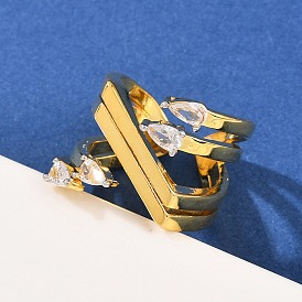 Манжеты из латуни с микро паве кубический цирконий для женщин, долговечный, без кадмия и без свинца, стойки покрытие