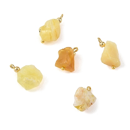 Raw Rough Natural Yellow Opal Pendants, Nuggets Charms, Golden
