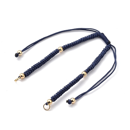 Adjustable Braided Nylon Bracelet Making, with Stainless Steel Jump Rings and Brass Beads, Nice for DIY Jewelry Making