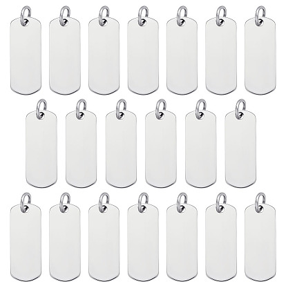 20 шт. 201 подвески из нержавеющей стали, ручная полировка, прямоугольные, штамповка пустой метки