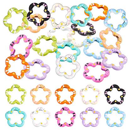20Pcs Spray Painted Alloy Spring Gate Rings, Flower