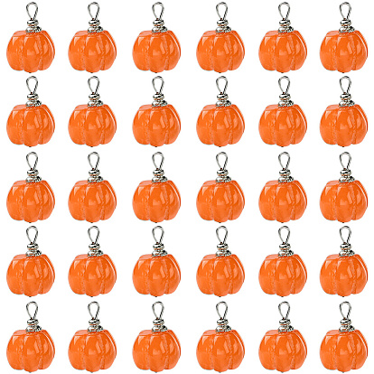 30 шт. подвески из непрозрачной смолы в виде растений, осенние подвески в виде тыквы с 304 петлями из нержавеющей стали