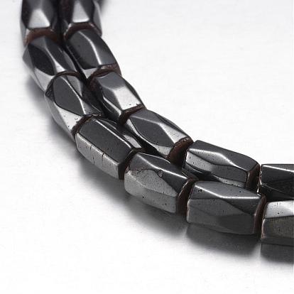 Magnetic Synthetic Hematite Bead Strands, Grade A, Faceted, Column