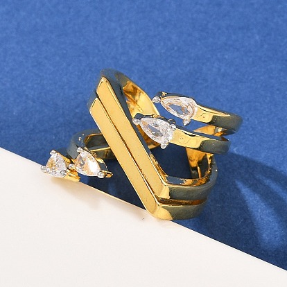 Манжеты из латуни с микро паве кубический цирконий для женщин, долговечный, без кадмия и без свинца, стойки покрытие