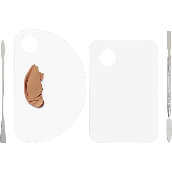 Прозрачная акриловая палитра, для diy art craft painting, с палкой из нержавеющей стали 304, прямоугольник и полукруг