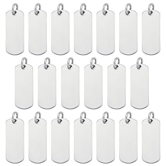 20 шт. 201 подвески из нержавеющей стали, ручная полировка, прямоугольные, штамповка пустой метки