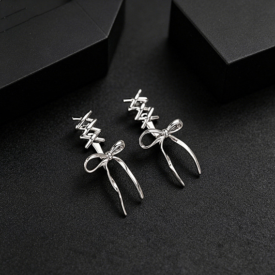 Alloy Bowknot Stud Earrings for Women