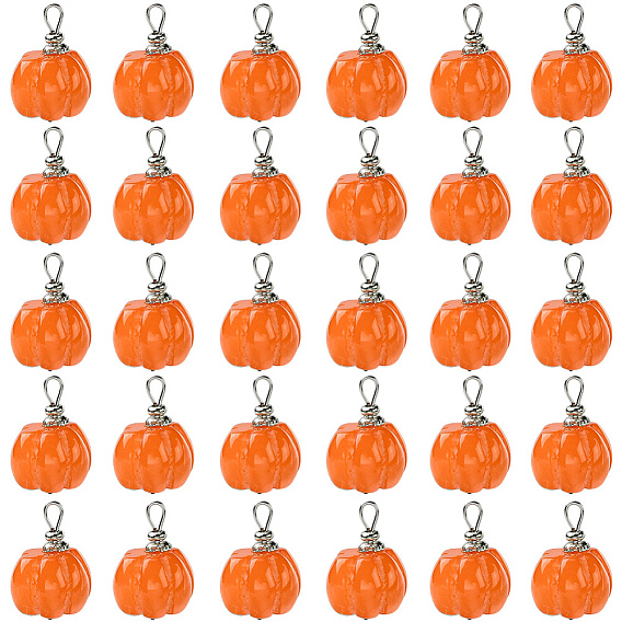 30 шт. подвески из непрозрачной смолы в виде растений, осенние подвески в виде тыквы с 304 петлями из нержавеющей стали