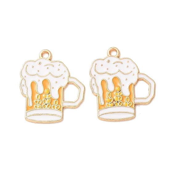 Alloy Enamel Pendants, Beer Charms, Golden