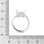 Rectangle Adjustable 925 Sterling Silver Ring Components, 4 Claw Prong Ring Settings