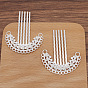 Alloy Hair Comb Findings, with Iron Comb and Loop, Round Bead Settings