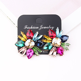 Chic and Elegant Multicolor Flower Earrings with Alloy and Rhinestone Accents