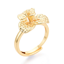 Латунные колышки для чашек с цветком, регулируемые настройки колец для полупросверленных бусин, без кадмия, без никеля и без свинца