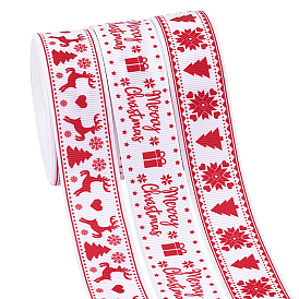 3 рулоны 3 стили полиэфирной ленты, лента с узором на рождественскую тему, для подарка украшения