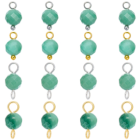 16 pièces 4 styles peuvent pendentif et breloques connecteurs en fuchsite naturelle avec pierre de naissance, ronde, avec les accessoires en laiton