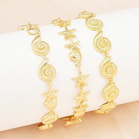 Браслеты из латунной цепочки для женщин, стойки покрытие, долговечный, без свинца и без кадмия, реальный 18 k позолоченный